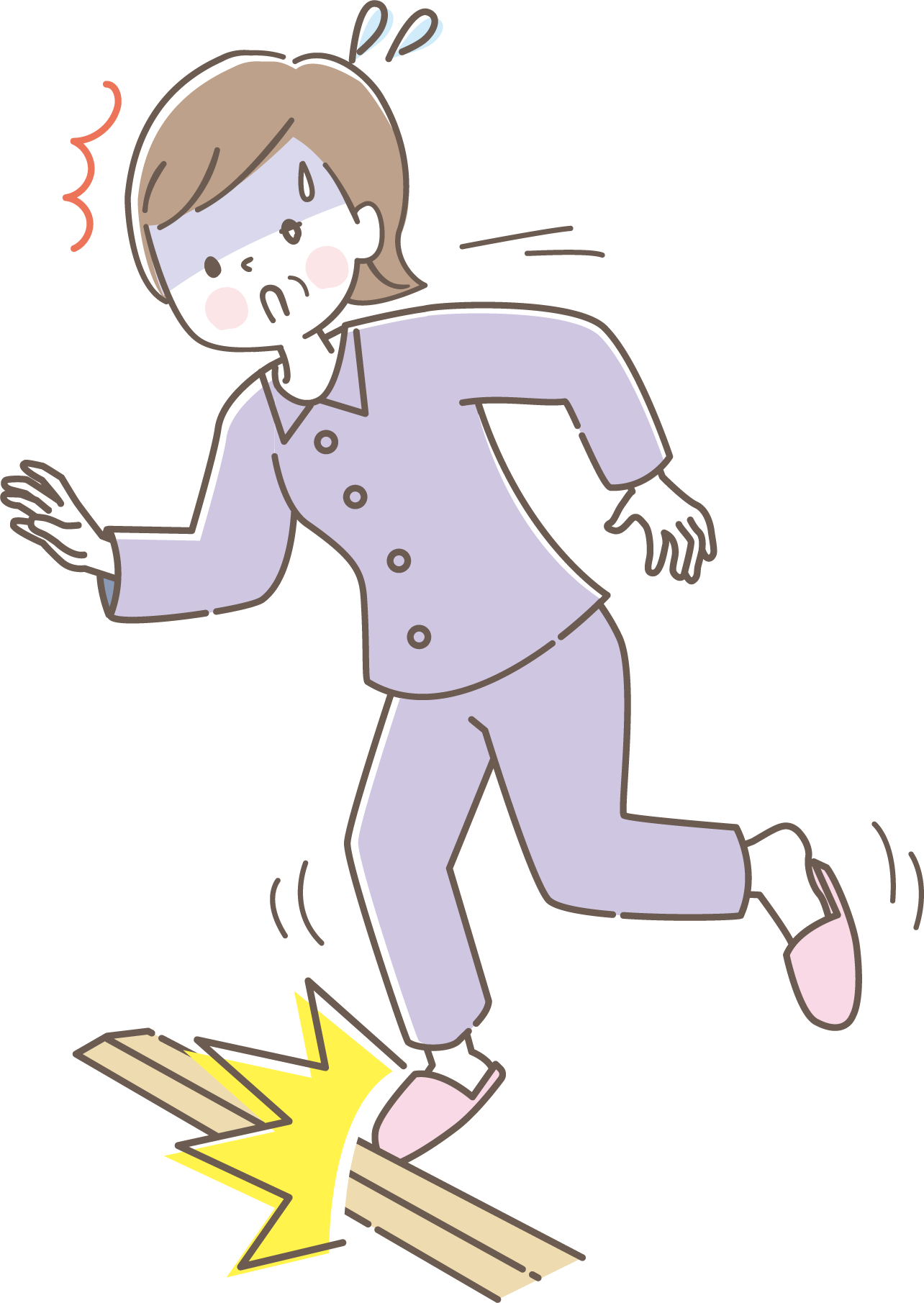 つまづく女性のイラスト